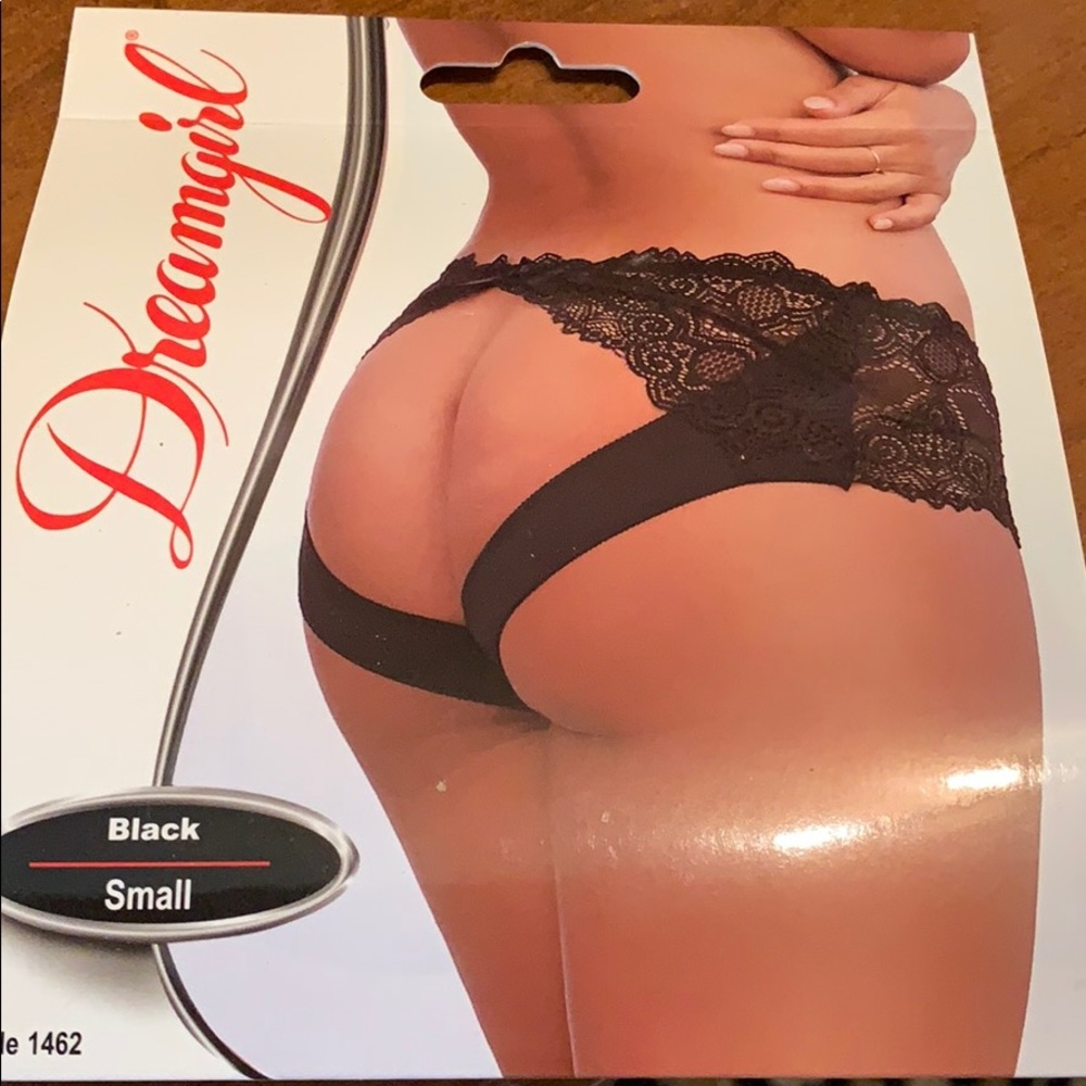 Black lace cut out bum panties